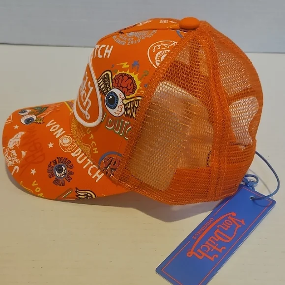 Von Dutch Orange Graphic Cap - Picture 3 of 8